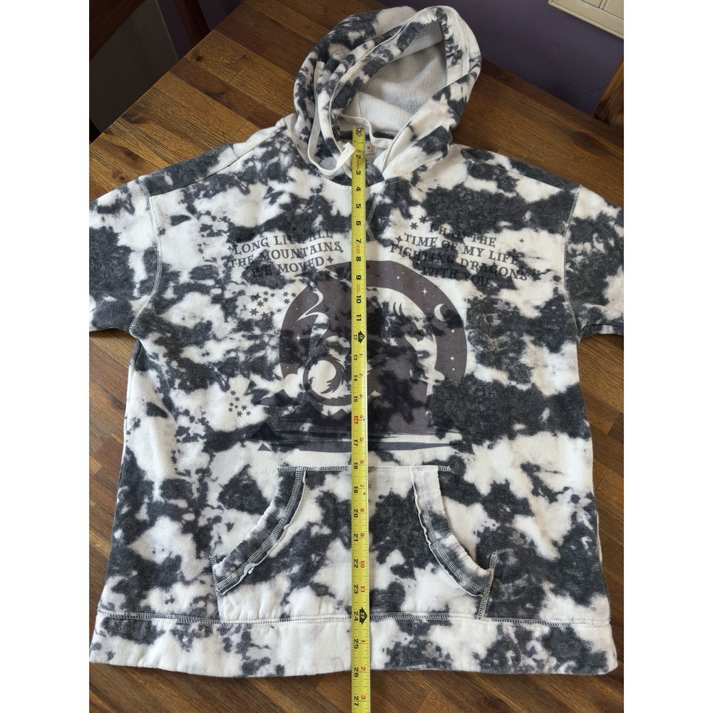 Hollister Hoodie Women's Medium Tie Dye Cotton Sweatshirt Black White‎ Dragon - Picture 10 of 16
